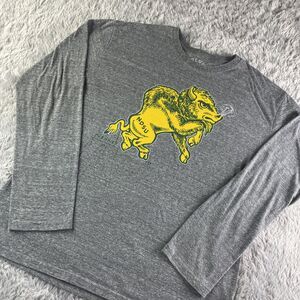 North Dakota State Bison Shirt Mens Medium Gray Yellow Green NDSU USA Made